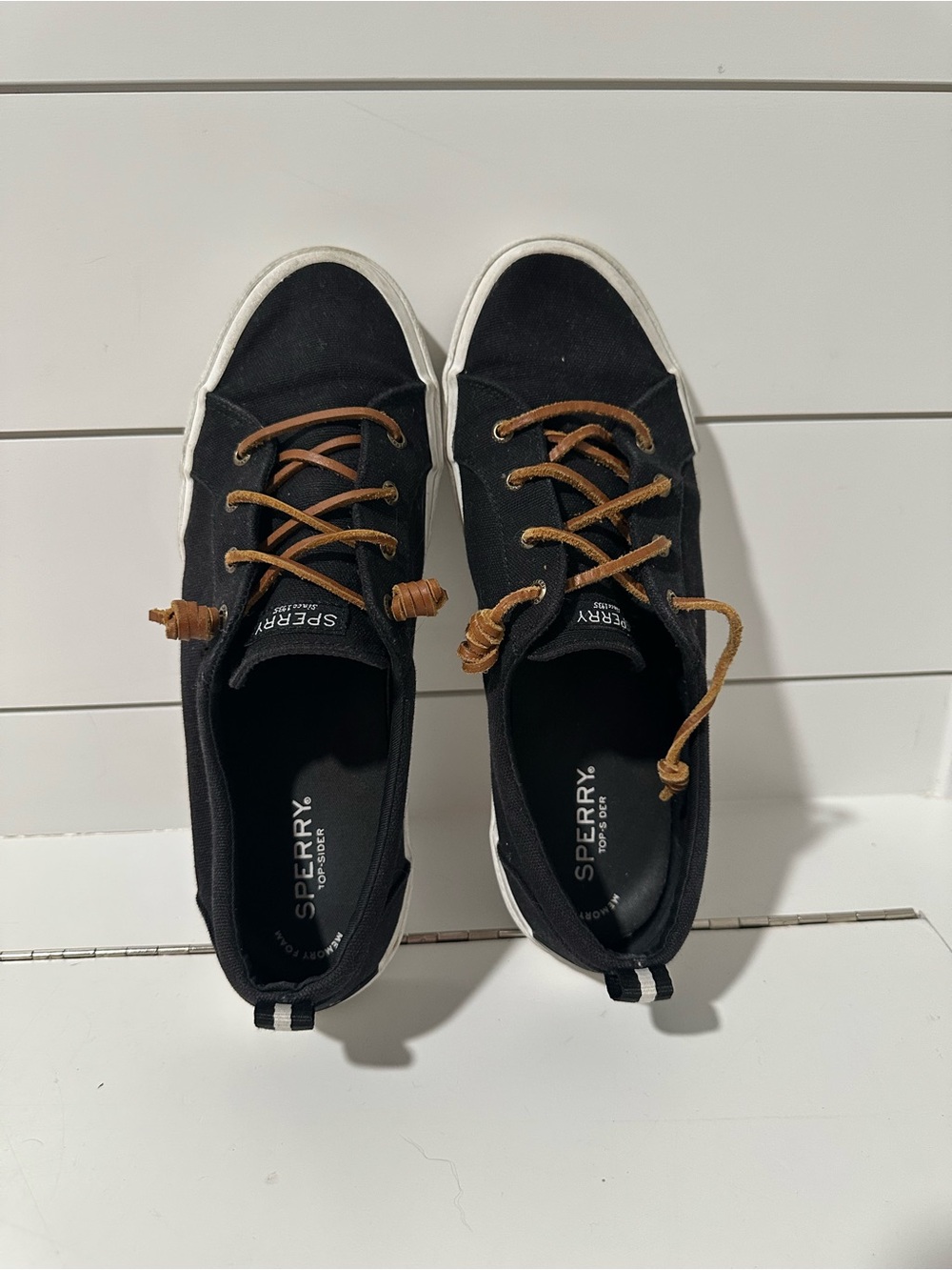 Sperry Black Canvas Casual Sneakers with Brown Laces